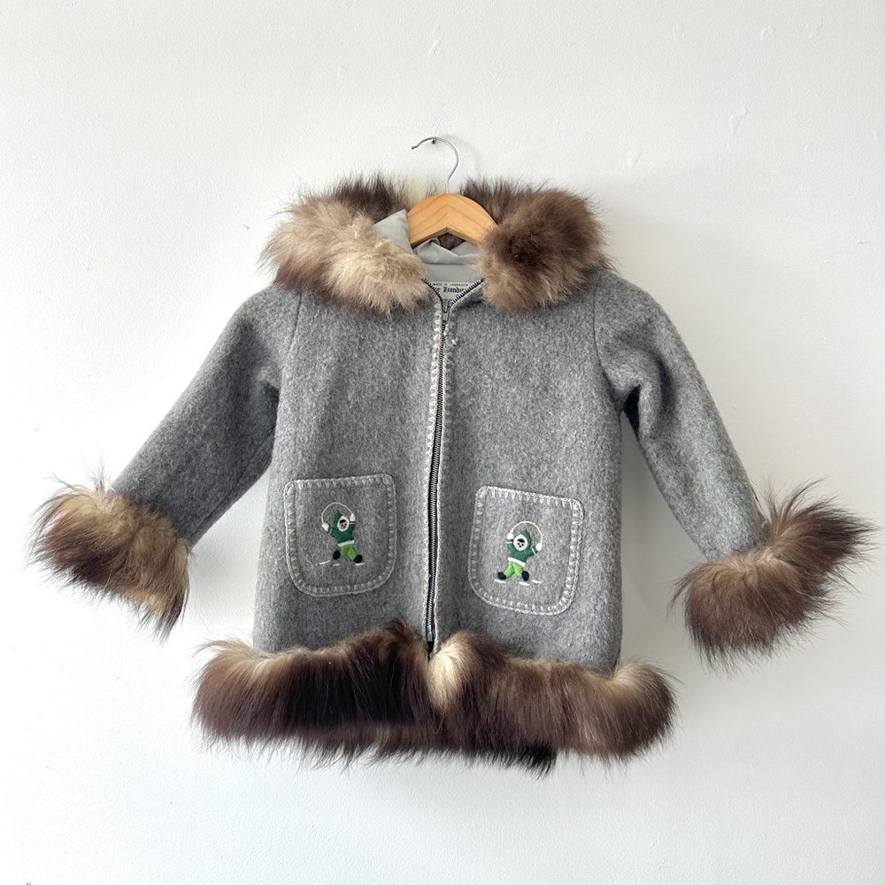 Genuine Handcrafted Wool/Fur ParkaEmbroidered Details-By “Labrador Handicraft”